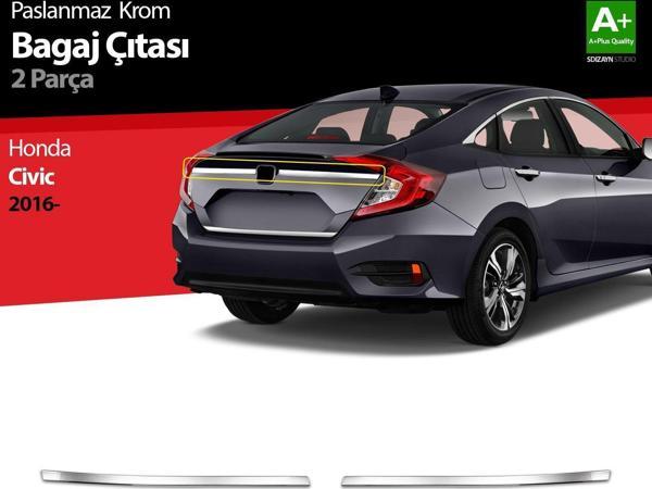 Honda Civic Uyumlu Krom Bagaj Çıtası 2 Parça 2016 Üzeri - Image 1
