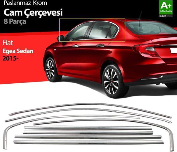 Fiat Egea Uyumlu Sedan Krom Cam Çerçevesi 8 Parça. 2015 Üzeri - Image 1