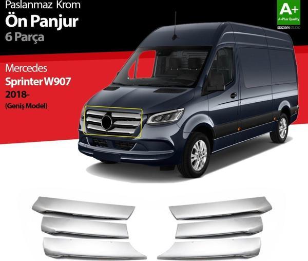 Mercedes Sprinter Uyumlu W907 Krom Ön Panjur Geniş Model 6 Parça 2018 Üzeri - Image 1