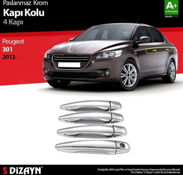 Peugeot 301 Uyumlu Krom Kapı Kolu 4 Kapı 2012 Üzeri - Image 1