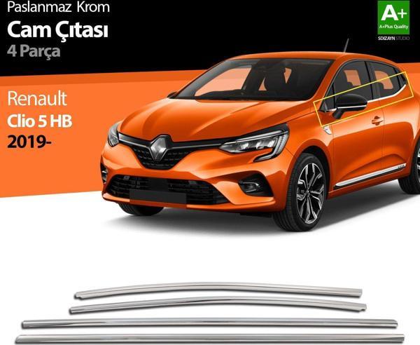 Renault Clio Uyumlu 5 Krom Cam Çıtası 4 Parça 2019 Ve Üzeri - Image 1