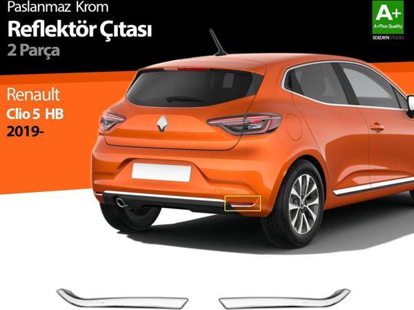 Renault Clio Uyumlu 5 Krom Reflektör Çıtası 2 Parça. 2019 Ve Üzeri - Image 1
