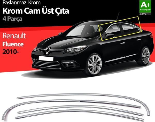 Renault Fluence Uyumlu Krom Cam Üst Çıtası 4 Parça 2010 Üzeri - Image 1