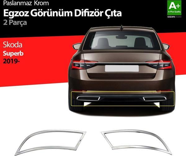 Skoda Superb Uyumlu Krom Egzoz Çıkışı 2 Parça 2020 Ve Üzeri - Image 1
