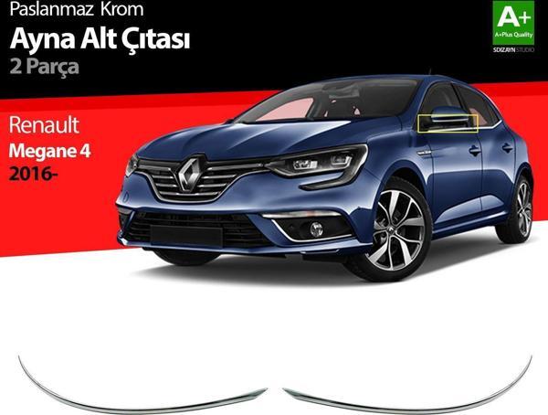 Renault Megane Uyumlu 4 Krom Ayna Alt Çıtası 2 Parça 2016 Üzeri - Image 1