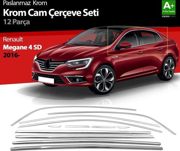 Renault Megane Uyumlu 4 Sedan Krom Cam Çerçevesi 12 Parça. 2016 Üzeri - Image 1