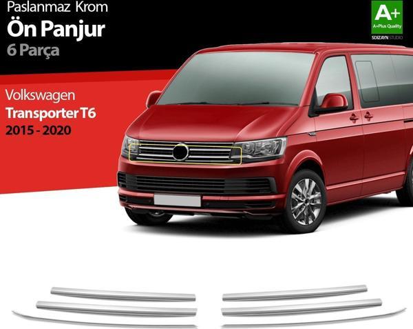 Volkswagen T6 Uyumlu Transporter Krom Ön Panjur 6 Parça. 2015-2020 - Image 1