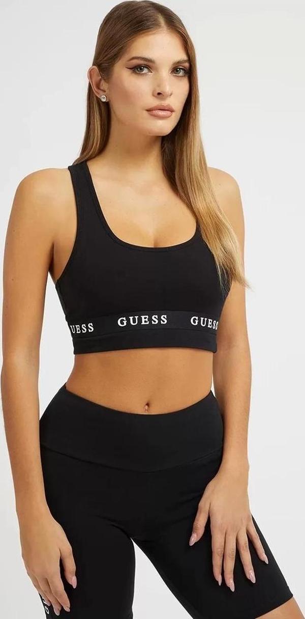 Guess Kadın Siyah Logo Aline Spor Sütyen - Image 1
