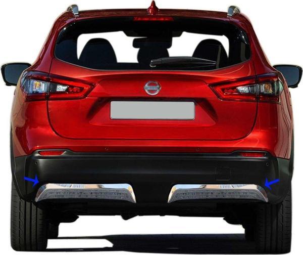 Nissan Qashqai Uyumlu Krom Arka Difüzör 2 Parça. 2017-2021 - Image 1