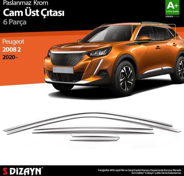 Peugeot 2008 Uyumlu 2 Krom Cam Üst Çıtası 6 Parça 2020 Üzeri - Image 1