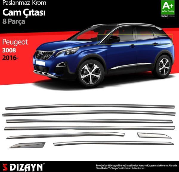 Peugeot 3008 Uyumlu Krom Cam Çıtası 8 Parça. 2016 Üzeri - Image 1