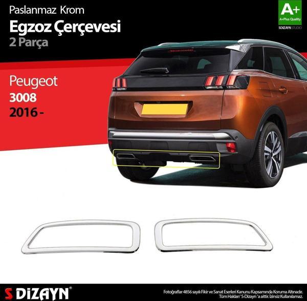 Peugeot 3008 Uyumlu Krom Egzoz Çıkışı 2 Parça. 2016 Üzeri - Image 1