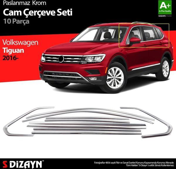 Volkswagen Tiguan Uyumlu Krom Cam Çerçevesi 10 Parça. 2016 Üzeri - Image 1