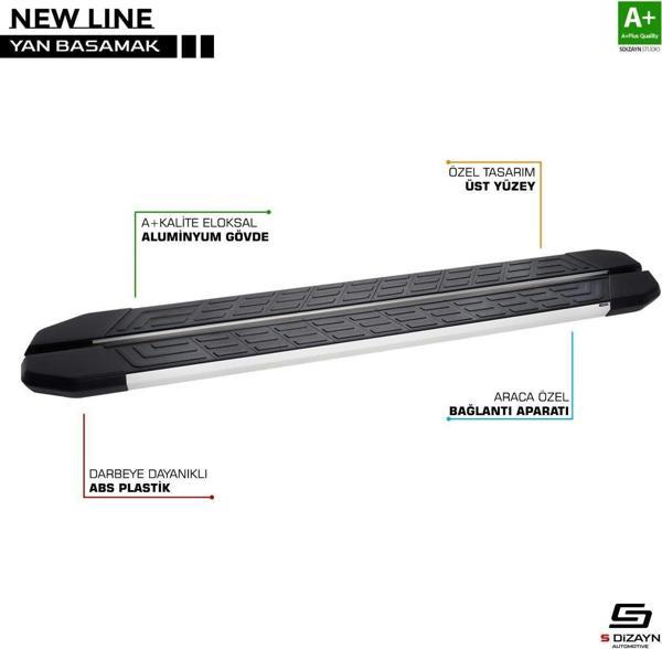 Volkswagen Transporter Uyumlu T5 Kısa Şase Newline Alüminyum Yan Basamak 213 Cm 2003-2010 - Image 1