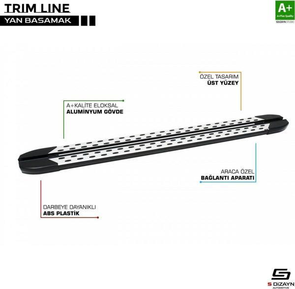 Peugeot Rifter Uyumlu Uzun Şase Trimline Gri Yan Basamak 220 Cm 2019 Üzeri - Image 1