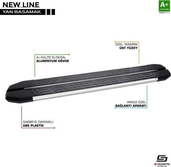 Renault Traffic Uyumlu 3 Kısa Şase Newline Krom Yan Basamak 229 Cm 2014 Üzeri - Image 1