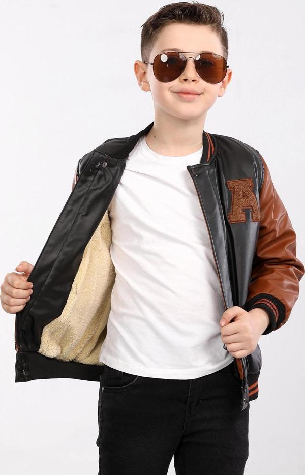 Erkek Çocuk A Takımı Suni Deri Mont Taba AVM112 - Image 1