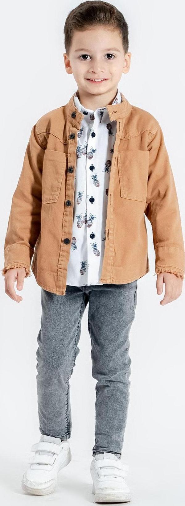 Hola Kids Erkek Çocuk Spor Ceket-Pantolon ve Tişört 3 lü Takım HLK5060133 Bej - Image 1