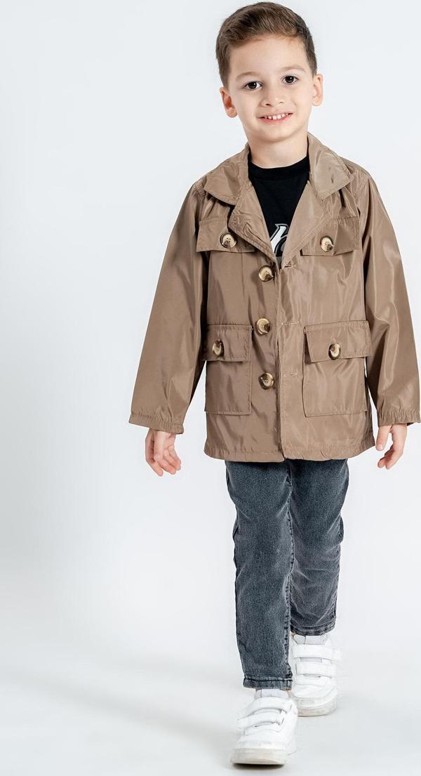 Hola Kids Erkek Çocuk Trençkot-Pantolon ve Tişört 3 lü Takım HLK5060152 Açık Kahverengi - Image 1