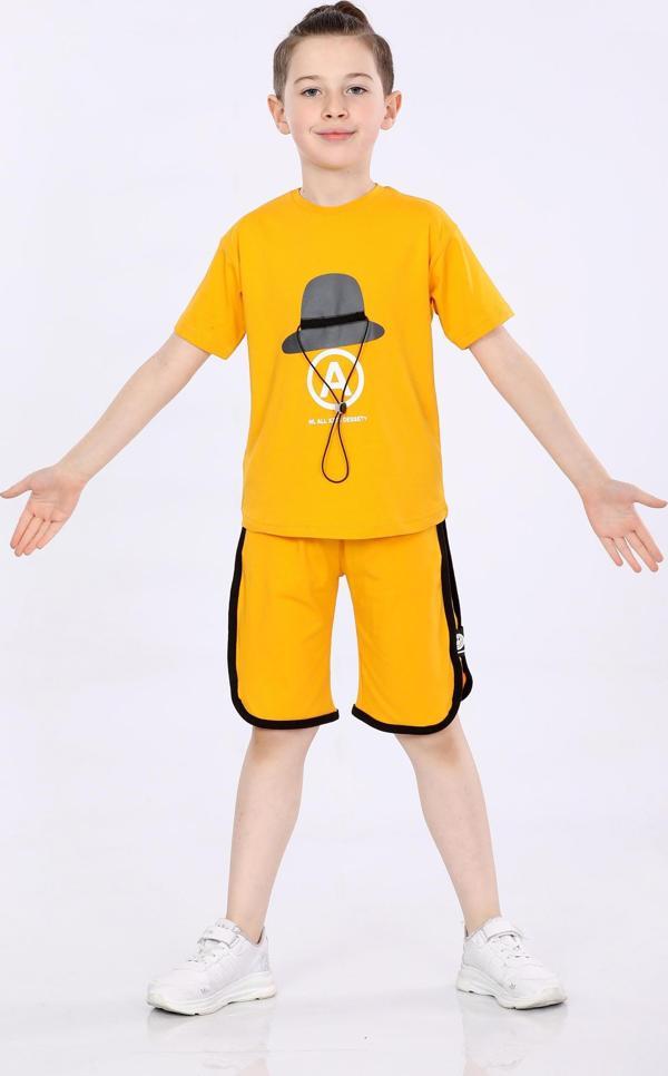 Mornio Erkek Çocuk T-shirt ve Şort 2 li Takım VF24KMR5100708 Hardal - Image 1
