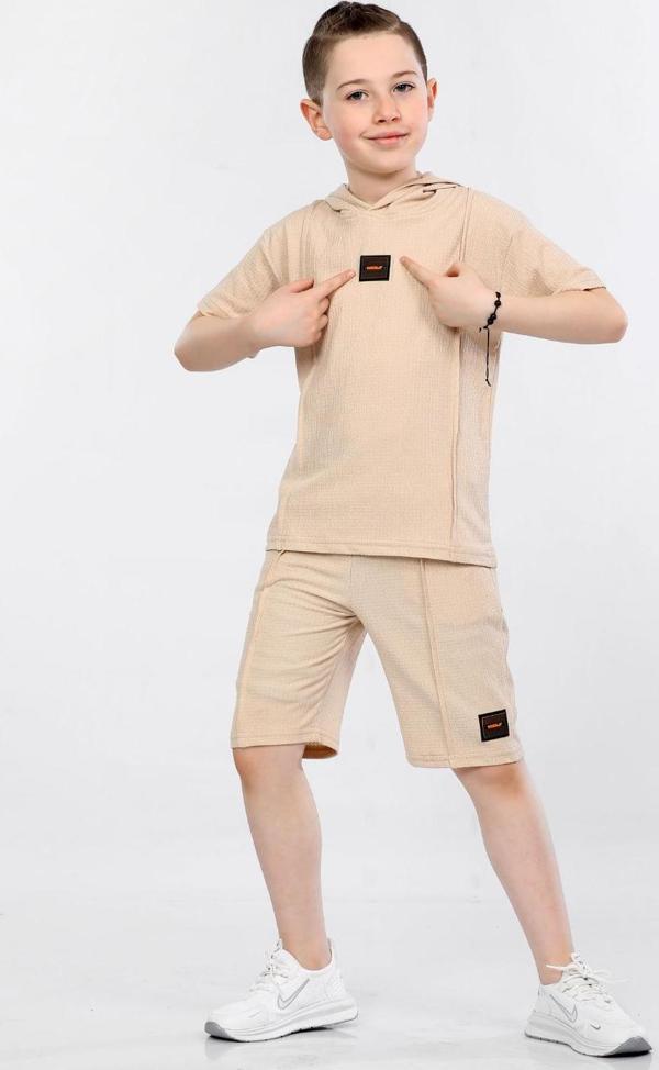Mornio Erkek Çocuk Şort ve T-shirt İkili Takım VF24KMR5102324 Bej - Image 1