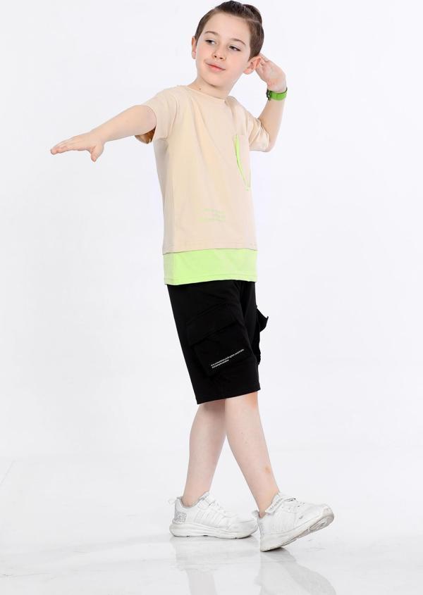Mornio Erkek Çocuk T-shirt ve Şort 2 li Takım VF24KMR51012 Bej - Image 1