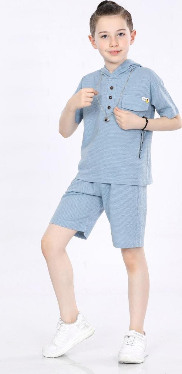 Mornio Erkek Çocuk T-shirt ve Şort 2 li Takım VF24KMR5103940 Mavi - Image 1