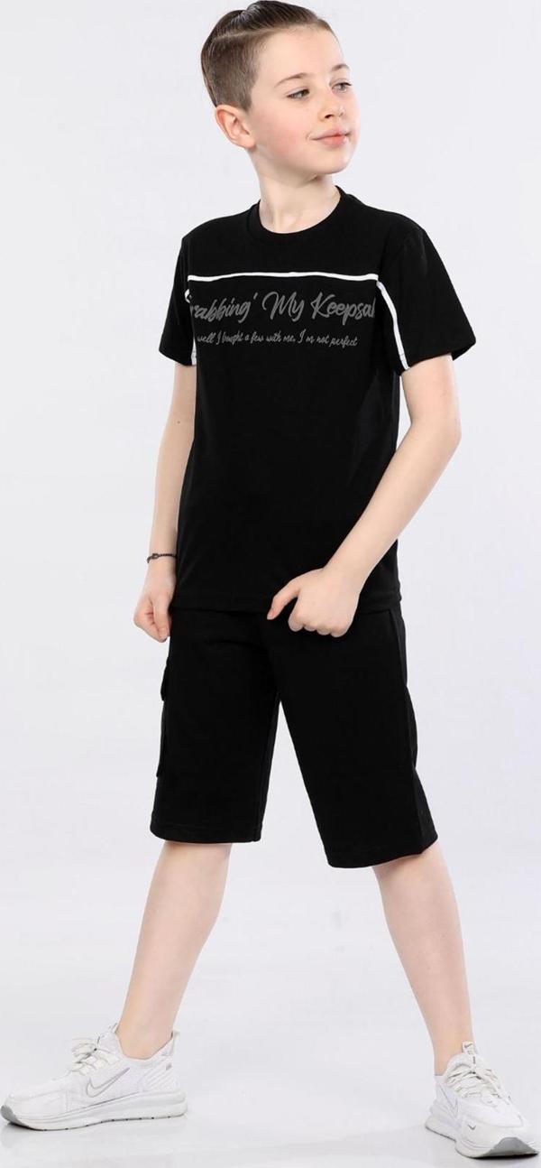 Barkod Kids %100 Pamuk İkili Takım T-shirt ve şort Erkek Çocuk HLK506070185 Siyah - Image 1