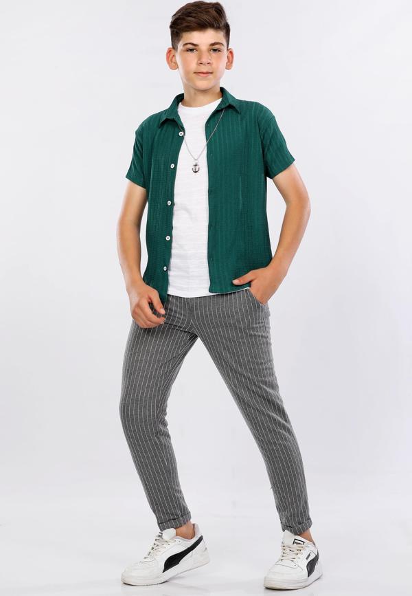 Mornio Erkek Çocuk Gömlek-T-shirt ve Pantolon 3 lü Takım VF24KMR5101314 Yeşil - Image 1