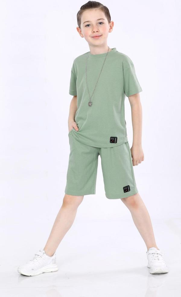 Mornio Erkek Çocuk T-shirt ve Şort 2 li Takım VF24KMR5104142 Yeşil - Image 1