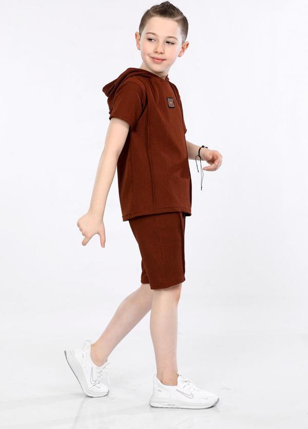 Mornio Erkek Çocuk Şort ve T-shirt İkili Takım VF24KMR5102324 Kiremit - Image 1