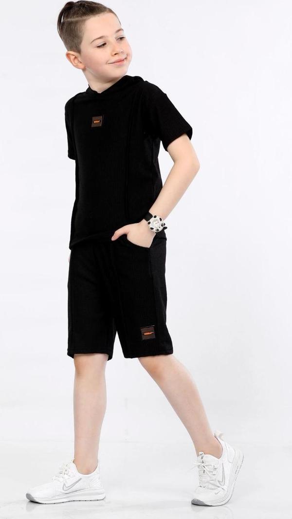 Mornio Erkek Çocuk Şort ve T-shirt İkili Takım VF24KMR5102324 Siyah - Image 1