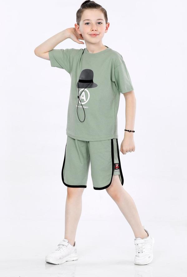Mornio Erkek Çocuk T-shirt ve Şort 2 li Takım VF24KMR5103132 Yeşil - Image 1