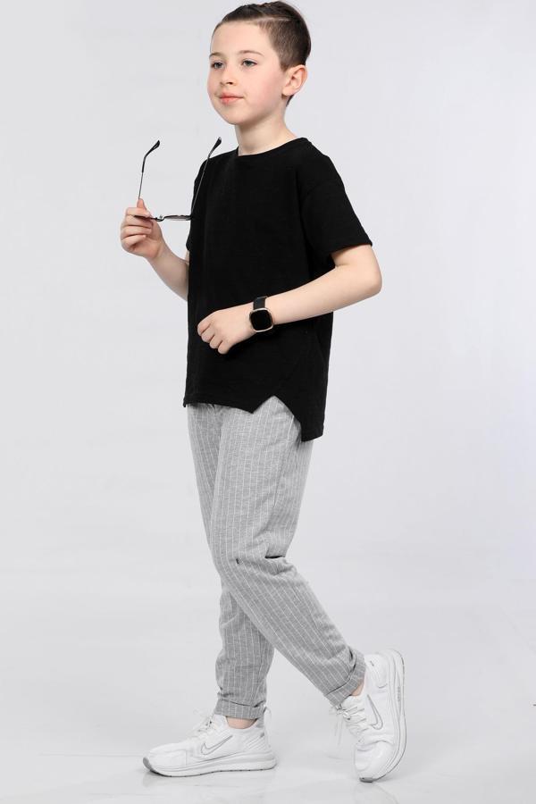 Mornio Erkek Çocuk T-shirt ve Pantolon 2 li Takım VF24KMR5109596 Siyah - Image 1