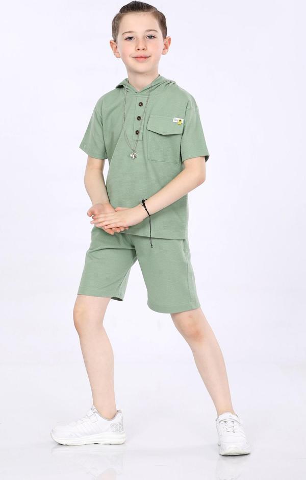 Mornio Erkek Çocuk T-shirt ve Şort 2 li Takım VF24KMR5103940 Yeşil - Image 1
