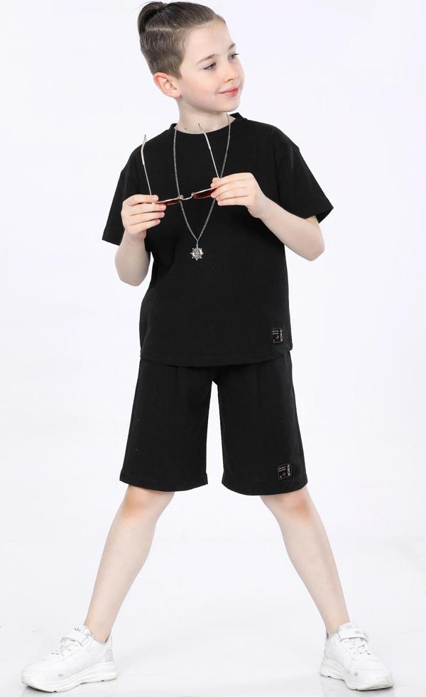 Mornio Erkek Çocuk T-shirt ve Şort 2 li Takım VF24KMR5104142 Siyah - Image 1