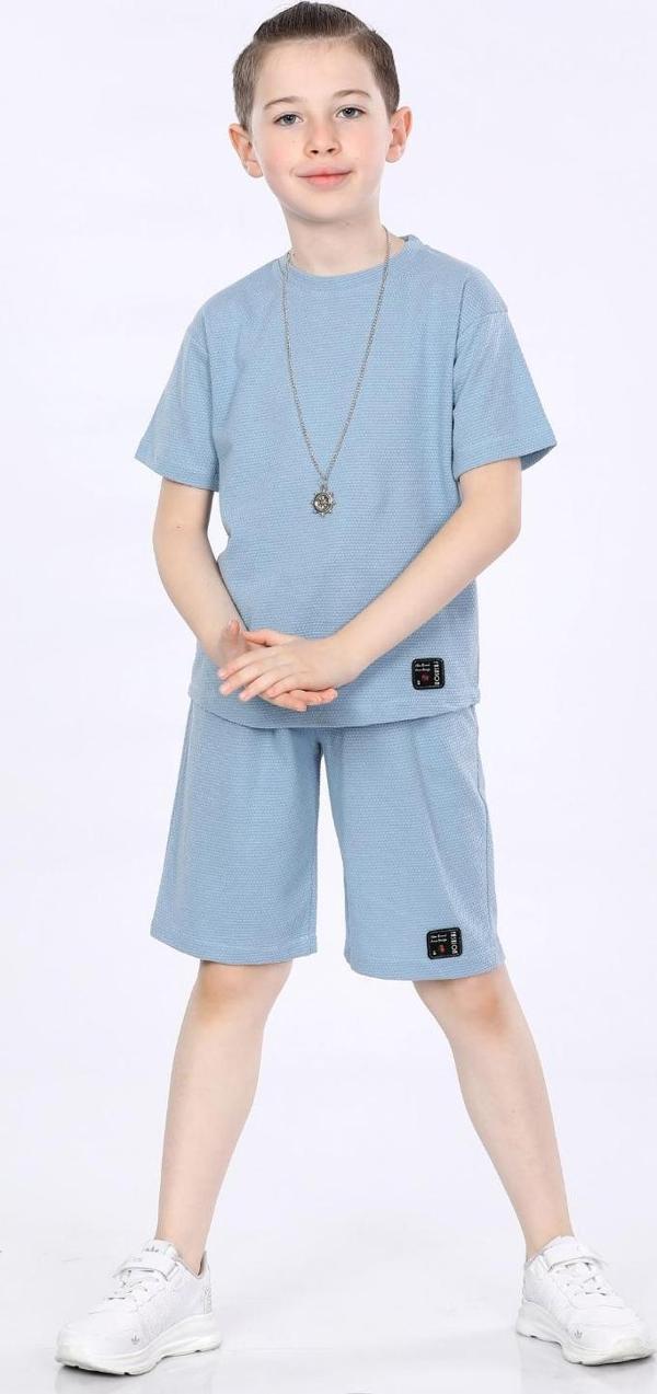 Mornio Erkek Çocuk T-shirt ve Şort 2 li Takım VF24KMR5104142 Mavi - Image 1