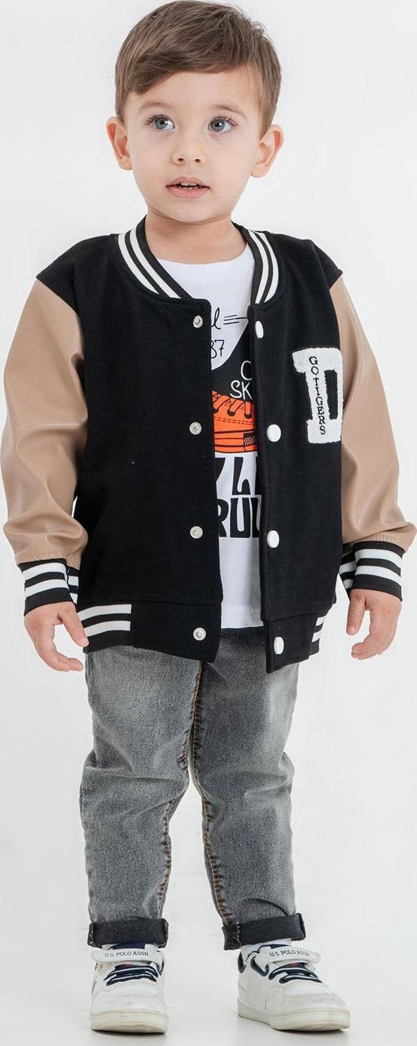 Hola Kids Erkek Çocuk Ceket-Pantolon ve Tişört 3 lü Takım HLK80111 Bej - Image 1