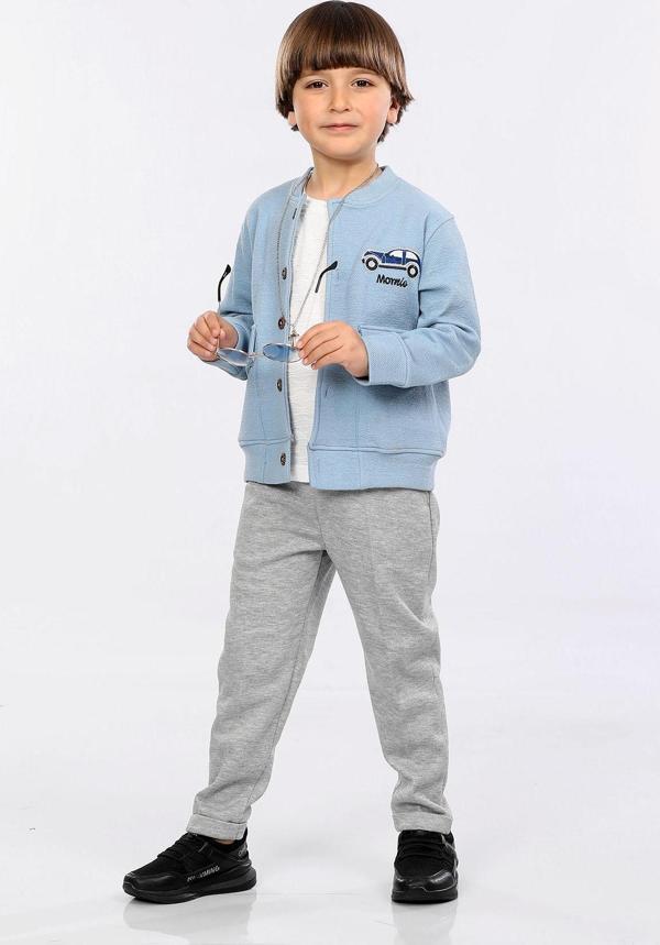 Mornio Erkek Çocuk Ceket-T-shirt ve Pantolonlu 3 lü Takım VF24KMR51107 Mavi - Image 1