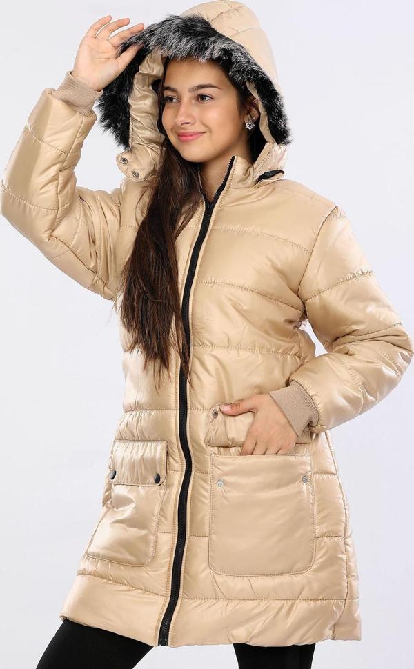 Veform İçi Kürklü Çıkarılabilir Kapişonlu Su ve Rüzgar Geçirmez Çocuk Montu AVM151VF Bej - Image 1