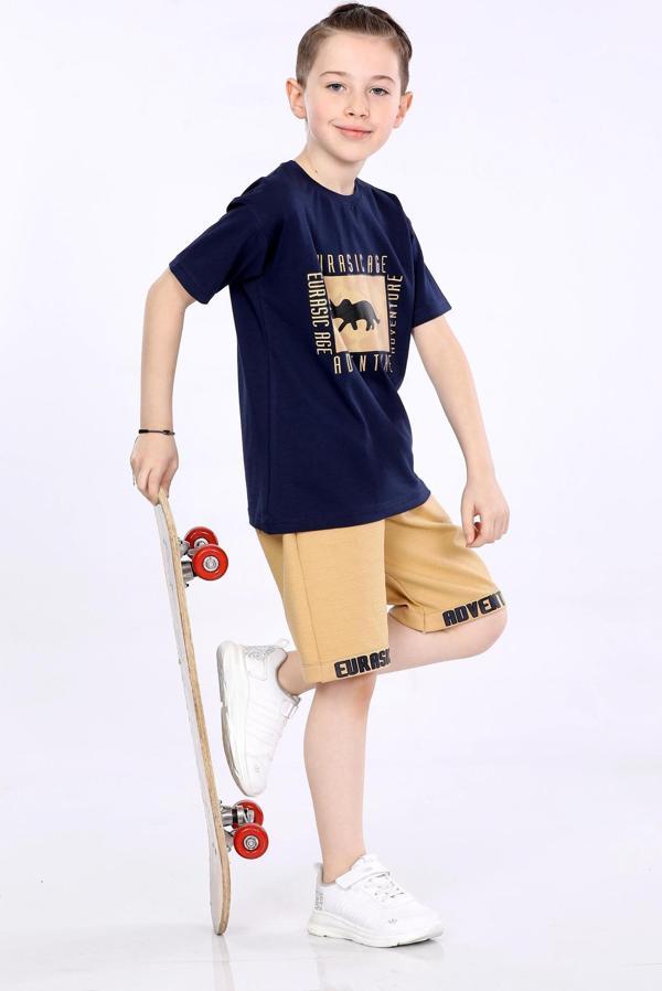 Mornio Erkek Çocuk T-shirt ve Şort 2 li Takım VF24KMR5100304 Lacivert - Image 1