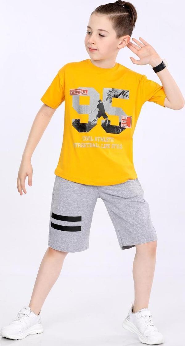 Mornio Erkek Çocuk T-shirt ve Şort 2 li Takım VF24KMR5100506 Hardal - Image 1
