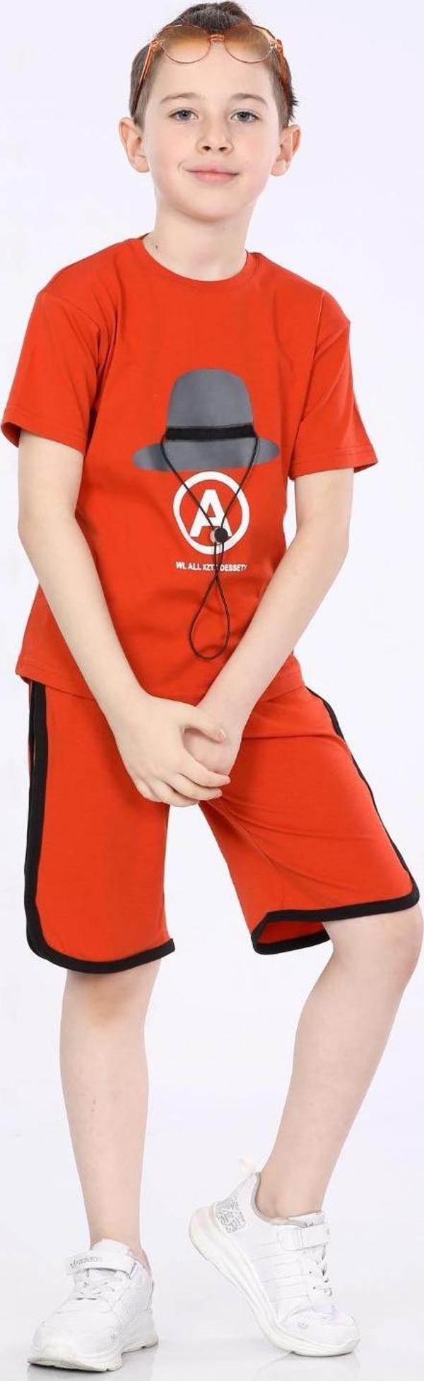 Mornio Erkek Çocuk T-shirt ve Şort 2 li Takım VF24KMR5100708 Kiremit - Image 1