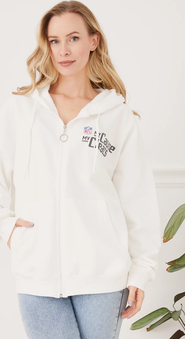 Go Veform Kanguru Cep Fermuarlı Kadın Sweatshirt Ekru ZN5025 - Image 1