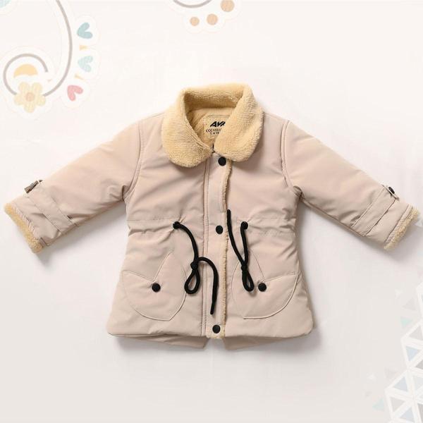 Kız Bebek İçi ve Yakası Kürklü Nova Çocuk Mont Bej AVM2300 - Image 1