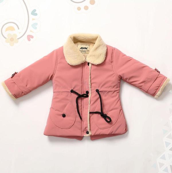 Kız Bebek İçi ve Yakası Kürklü Nova Çocuk Mont Pembe AVM2300 - Image 1