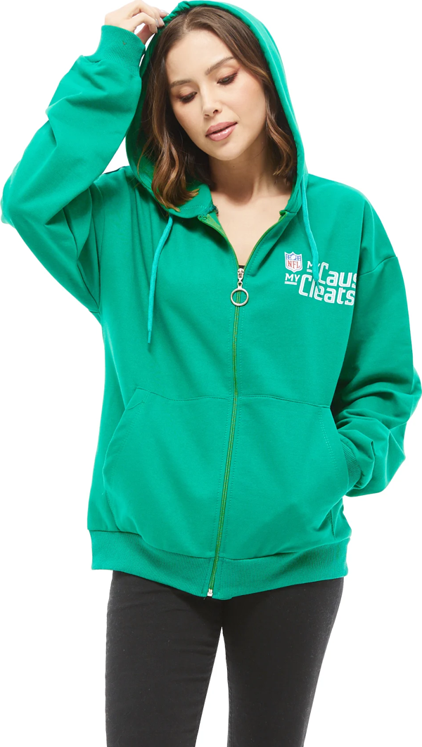 Go Veform Kanguru Cep Fermuarlı Kadın Sweatshirt Yeşil ZN5025 - Image 1