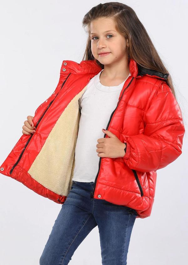 Veform İçi Kürklü Çıkarılabilir Kapişonlu Su ve Rüzgar Geçirmez Çocuk Montu AVM146VF Kırmızı - Image 1