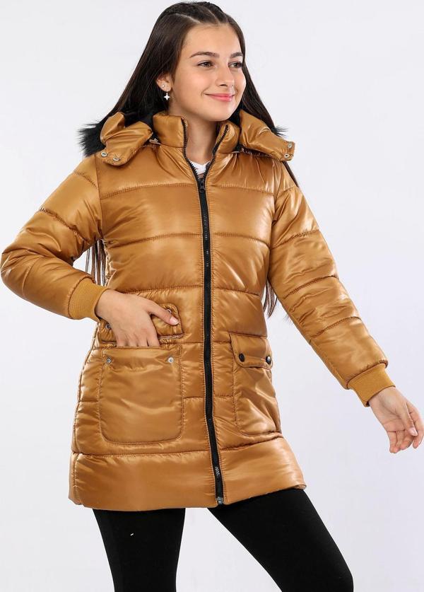 Veform İçi Kürklü Çıkarılabilir Kapişonlu Su ve Rüzgar Geçirmez Çocuk Montu AVM151VF Camel - Image 1