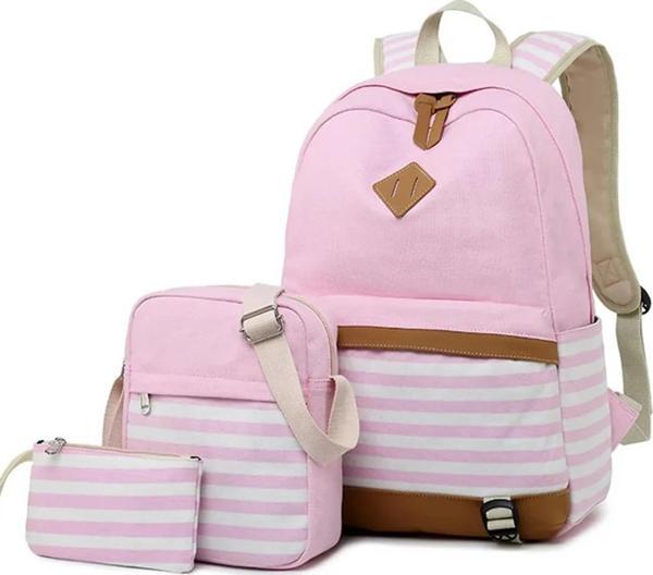 Unisex Çanta Seti (Laptop Bölmeli Sırt Çantası, Çapraz Çanta, Telefon Çantası) Pembe SRT8810 - Image 1
